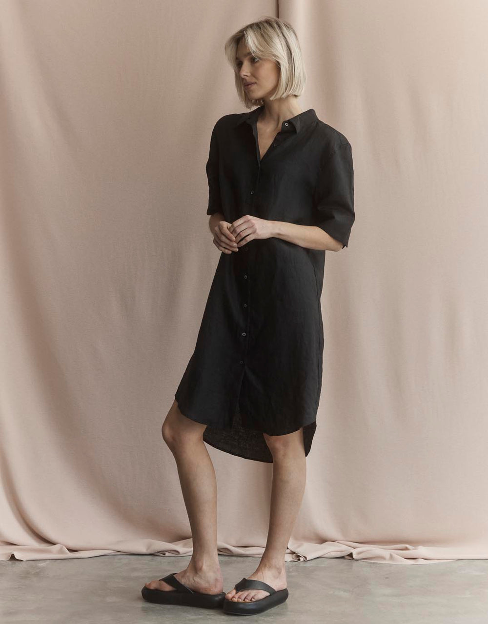 Hettie Shirt Dress - Black