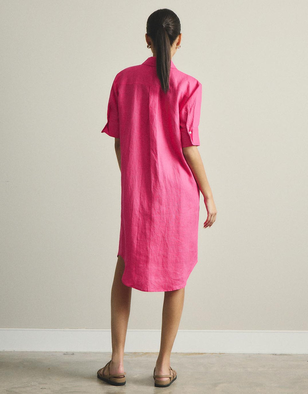 Hettie Shirt Dress - Fuchsia