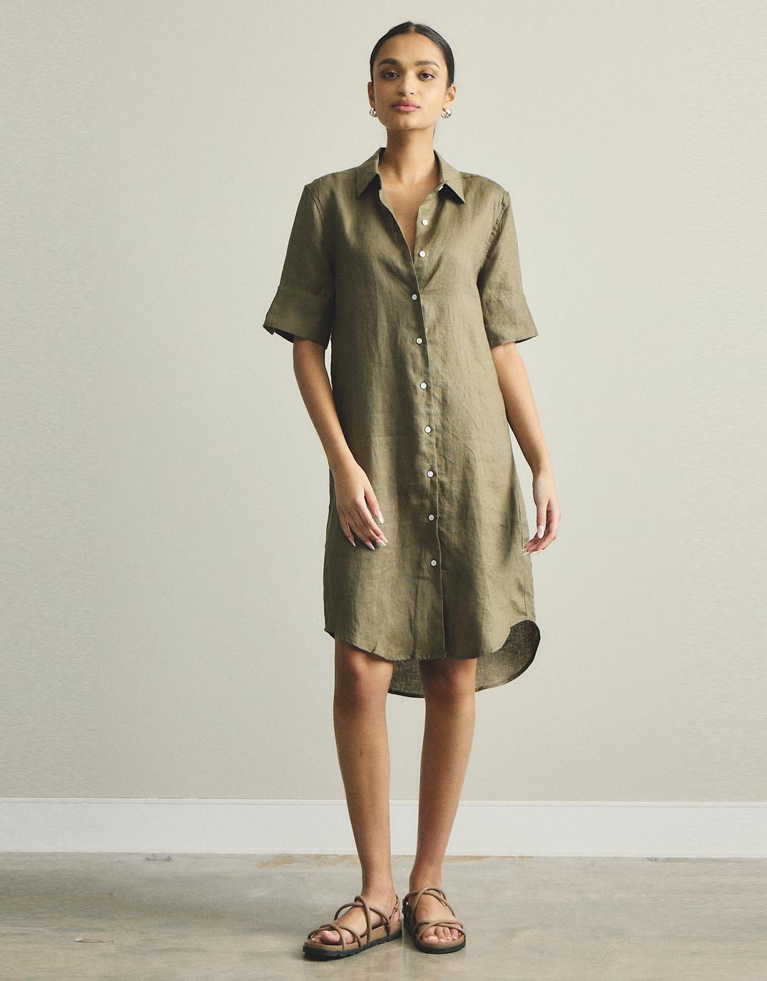 Hettie Shirt Dress - Khaki