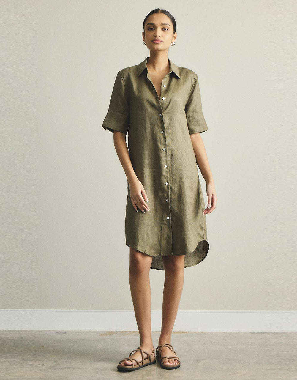 Hettie Shirt Dress - Khaki