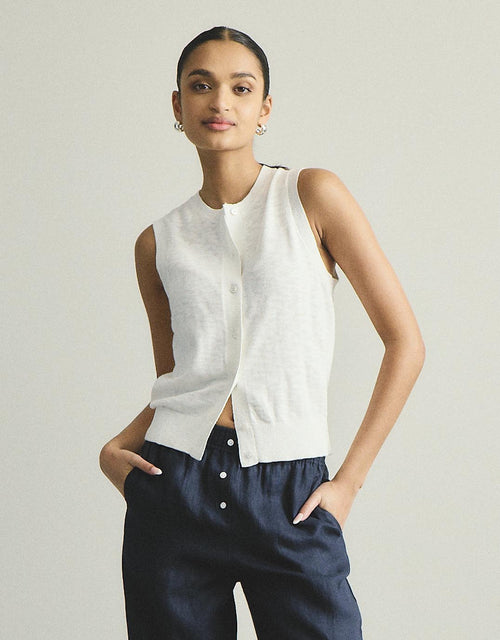 Kyra Button Tank - White