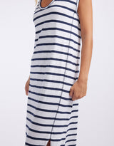 Cali Tank Dress - White/Navy Stripe