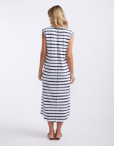 Cali Tank Dress - White/Navy Stripe