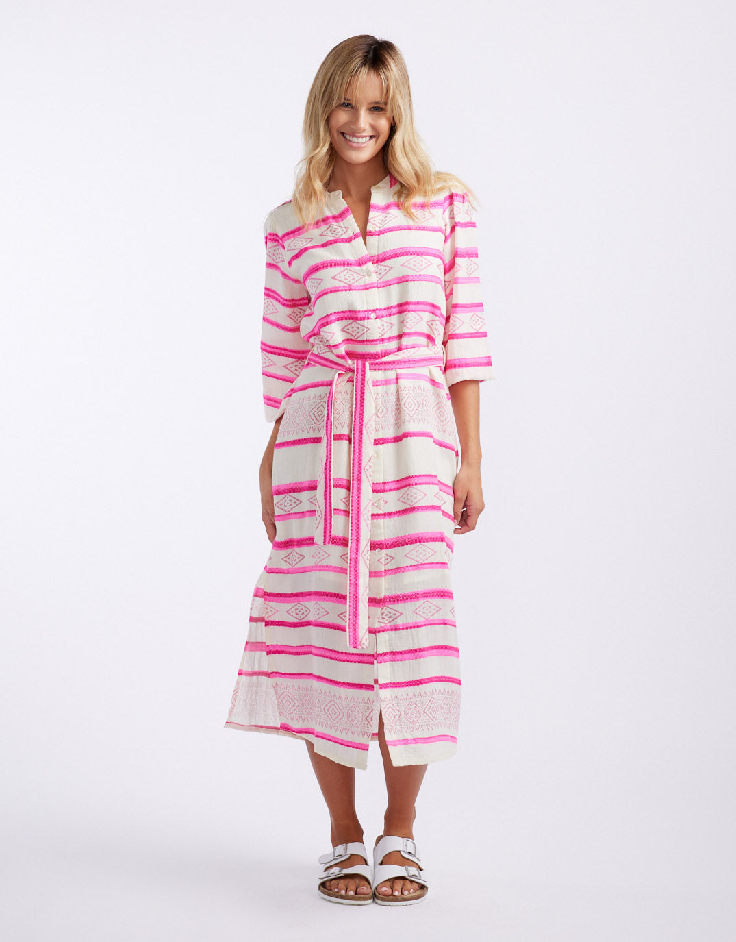 white-co-palm-island-dress-neon-pink-stripe-womens-clothing