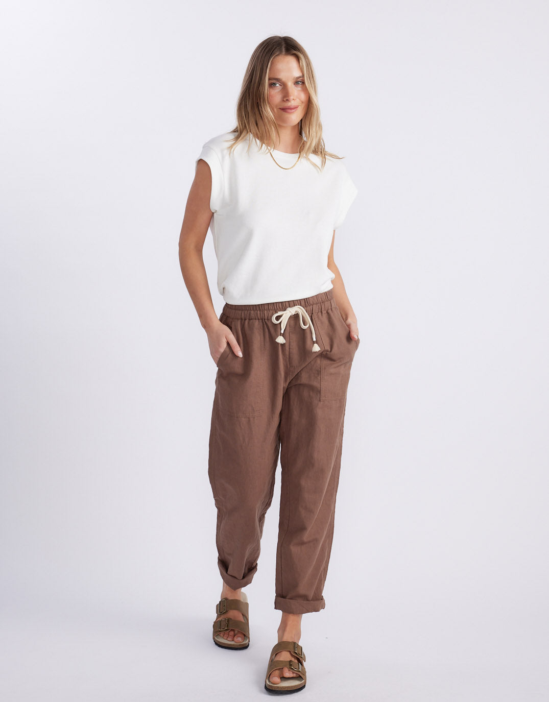 Linen Beach Comber Pant - Chocolate