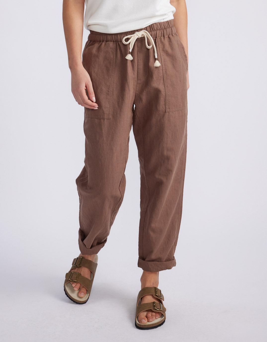 Linen Beach Comber Pant - Chocolate