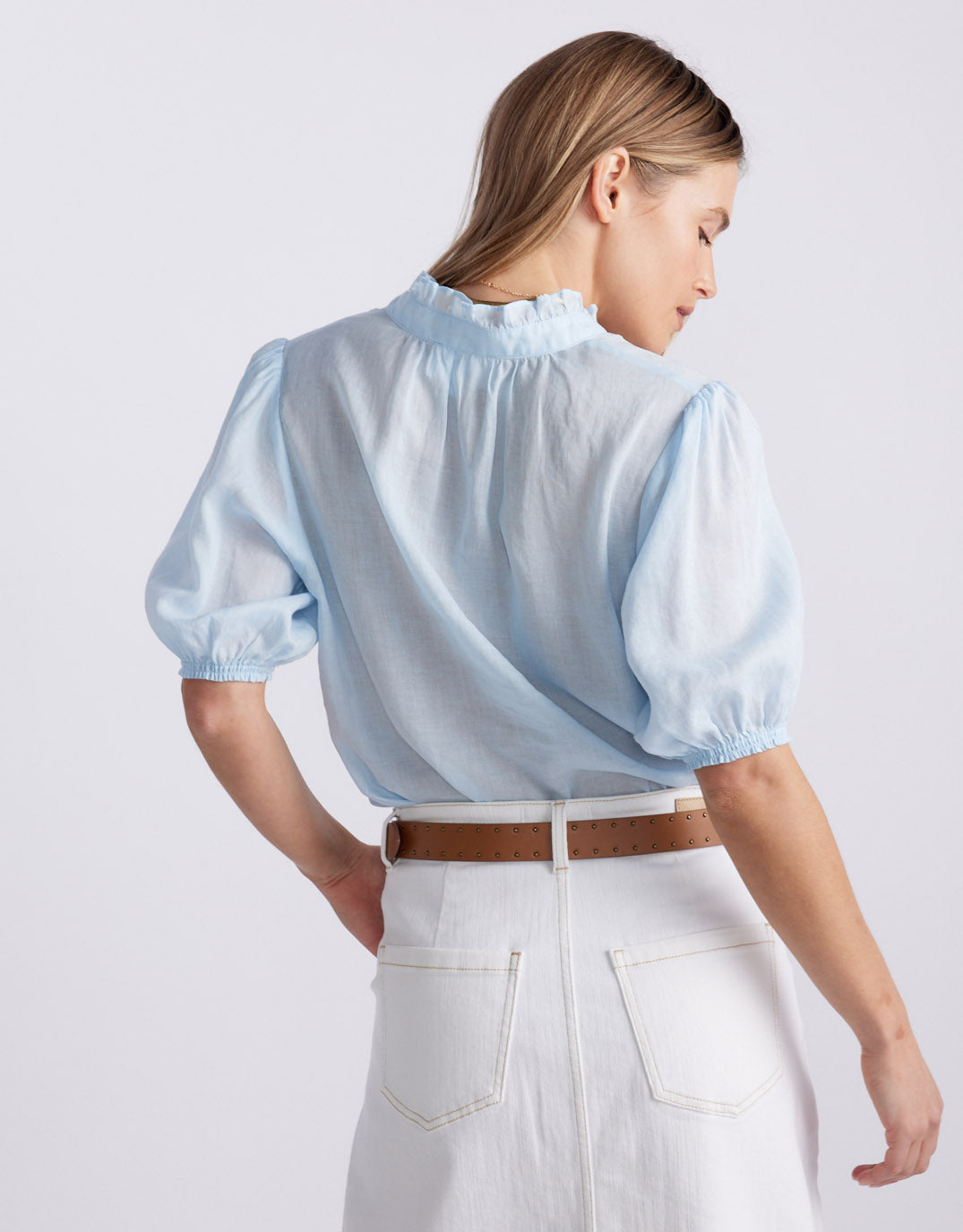 Camden Ruffle Blouse - Ice Blue