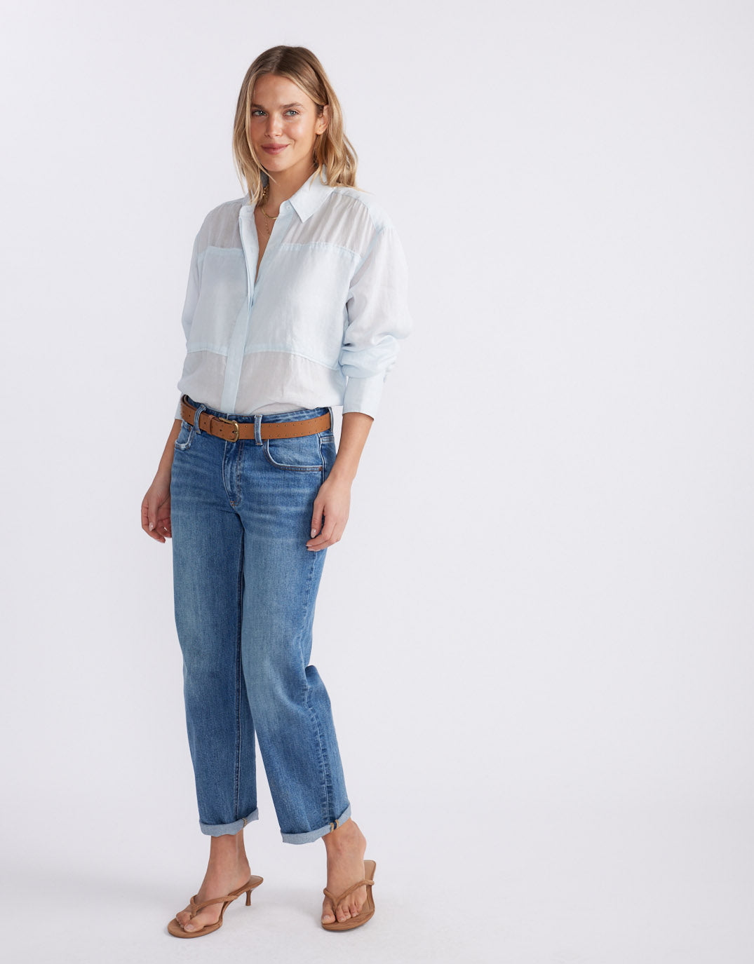 Chloe Panel Shirt - Ice Blue