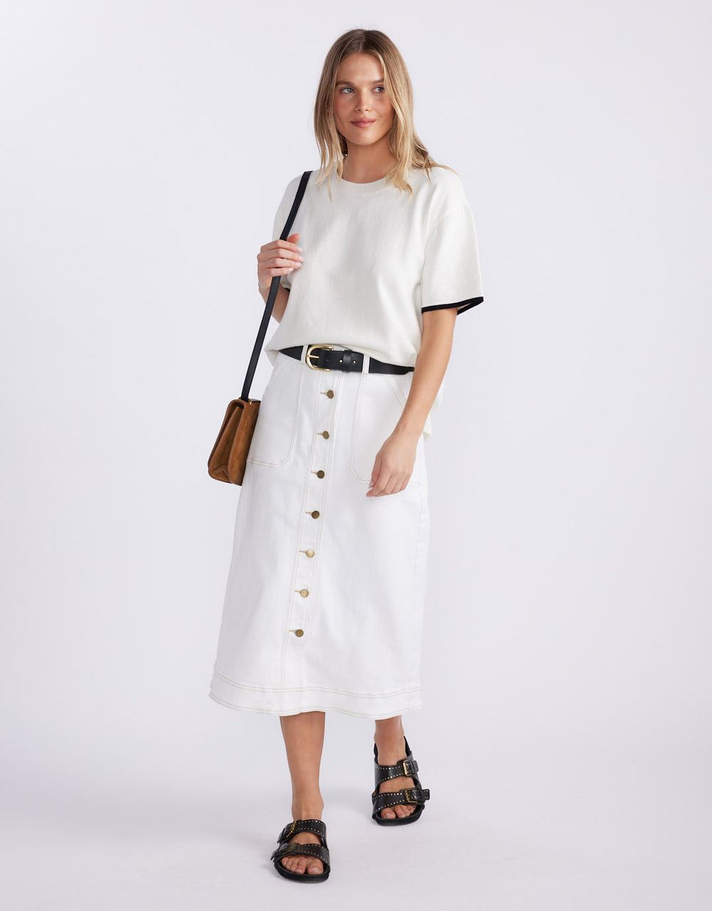 Frenchie Cotton Cashmere Tee - White