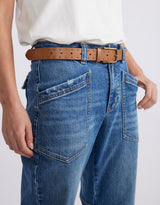Saskia Stretch Cargo Barrel Jean - Mid Wash