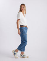 Saskia Stretch Cargo Barrel Jean - Mid Wash