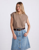 The Edit Cap Sleeve Tank - Chocolate