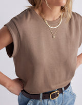 The Edit Cap Sleeve Tank - Chocolate