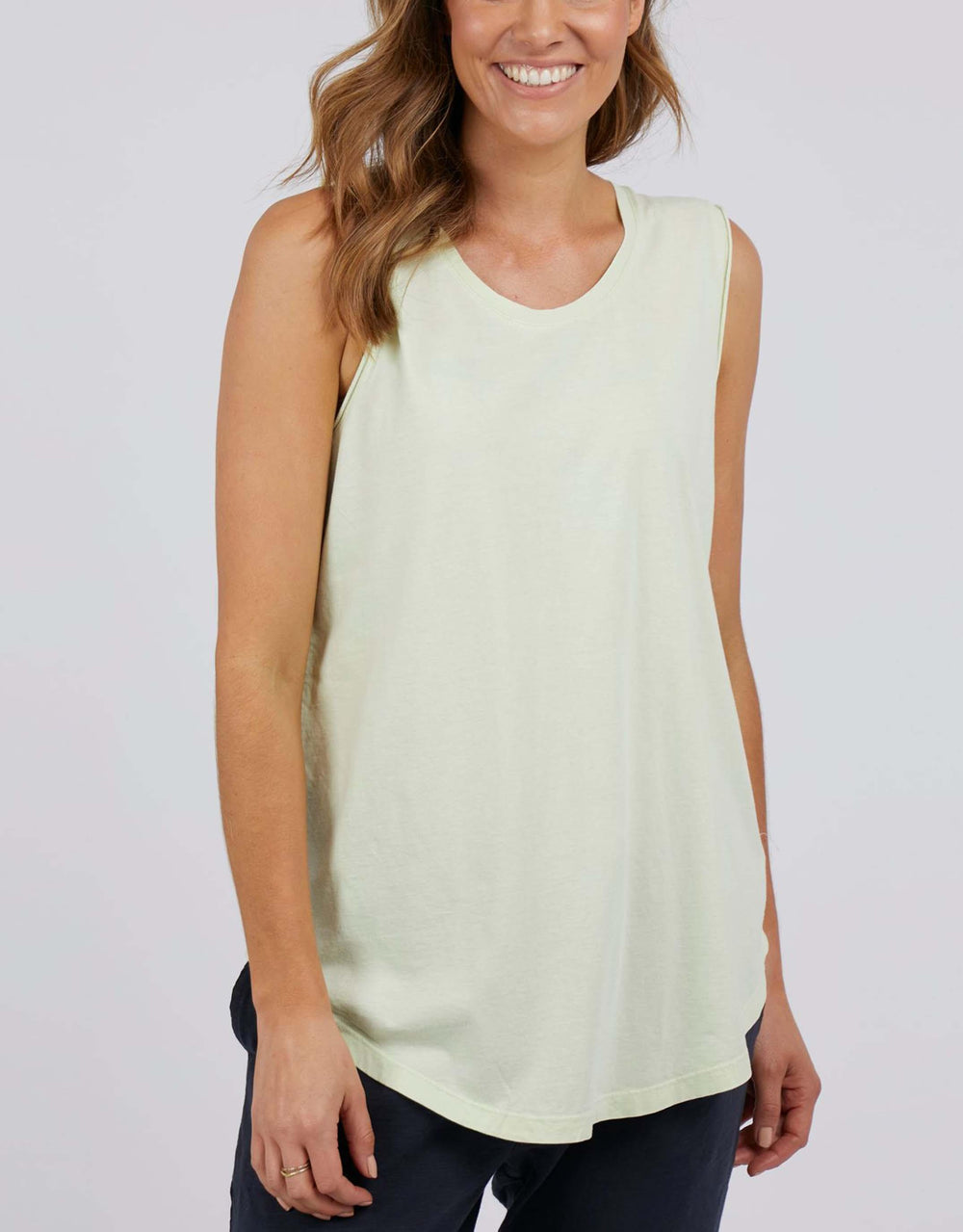 Elm - Cloud Scoop Tank - Lime Cream - White & Co Living Tees & Tanks