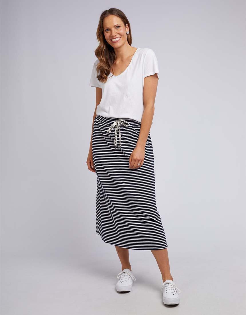 Travel Skirt Navy White Stripe