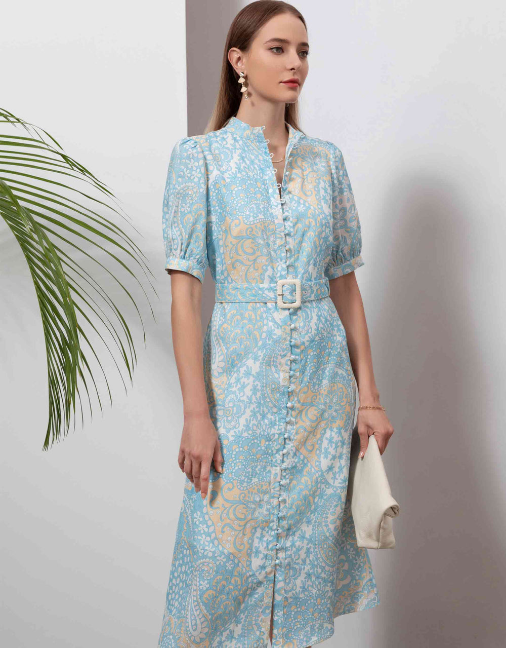 Clarisse Linen Midi Dress - Aqua